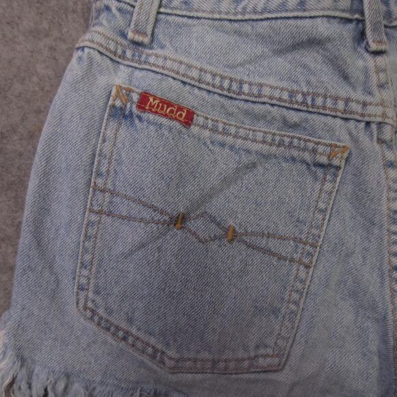 Mudd Jeans Shorts Womens 1 Light Wash High Rise Denim Cutoff Frayed Hem - Picture 10 of 12